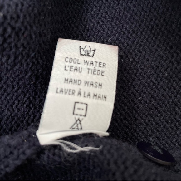 Vintage Dog Cotton Cardigan Sweater 80s 90s Navy L Novelty Grandma Cottagecore - Picture 11 of 13